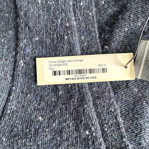 NWT Alex Mill Donegal Navy Wool Blend Cardigan Vest Medium - Picture 5 of 12